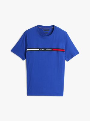 blauw t-shirt met ronde hals en logo voor heren - tommy hilfiger