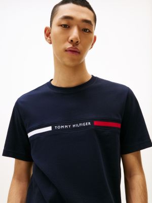 blue logo crew neck t-shirt for men tommy hilfiger