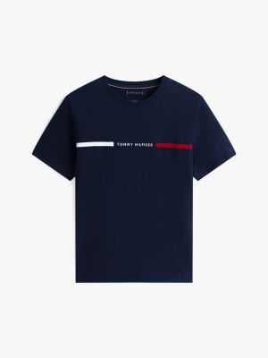 blue logo crew neck t-shirt for men tommy hilfiger