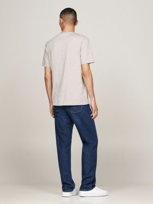 brown logo crew neck t-shirt for men tommy hilfiger