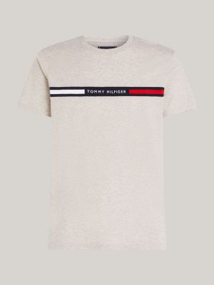 brown logo crew neck t-shirt for men tommy hilfiger