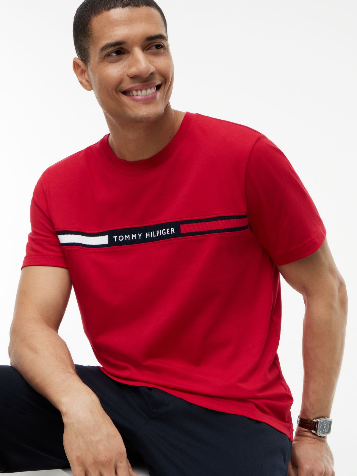 Logo Embroidery Insert T-Shirt — Red