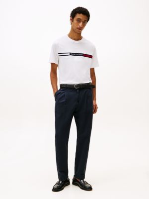 white logo crew neck t-shirt for men tommy hilfiger