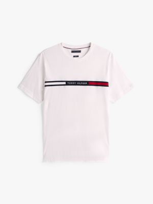 weiß t-shirt mit rundhalsausschnitt und logo für herren - tommy hilfiger