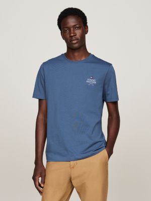 blue t-shirt met ronde hals en logo voor heren - tommy hilfiger