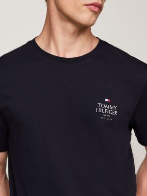 blau t-shirt mit logo und rundhalsausschnitt für herren - tommy hilfiger