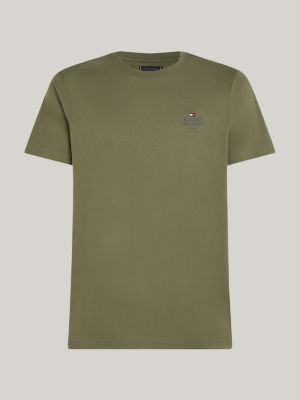 grün t-shirt mit logo und rundhalsausschnitt für herren - tommy hilfiger