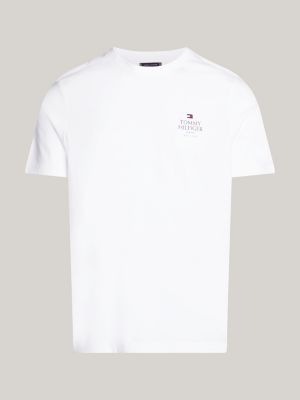 weiß t-shirt mit logo und rundhalsausschnitt für herren - tommy hilfiger