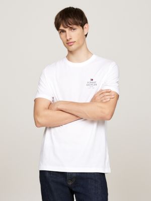 weiß t-shirt mit logo und rundhalsausschnitt für herren - tommy hilfiger