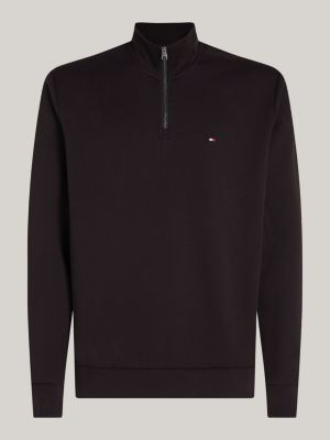 black quarter-zip intechno knit sweatshirt for men tommy hilfiger