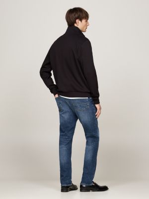 black logo quarter-zip sweatshirt for men tommy hilfiger