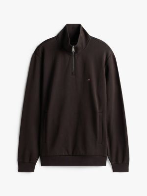 black logo quarter-zip sweatshirt for men tommy hilfiger