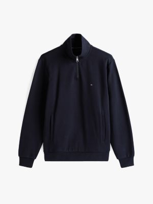 blue logo quarter-zip jumper for men tommy hilfiger