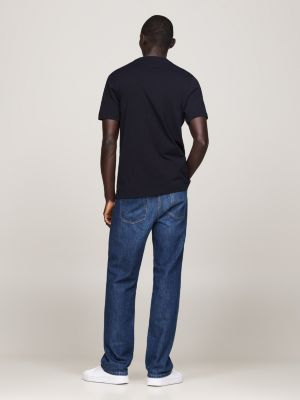blau t-shirt mit wappen und aufgesticktem logo für herren - tommy hilfiger