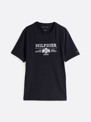 blue crest logo embroidery t-shirt for men tommy hilfiger