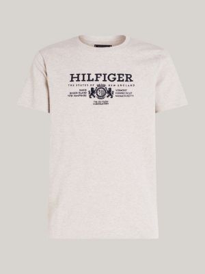 brown crest logo embroidery t-shirt for men tommy hilfiger