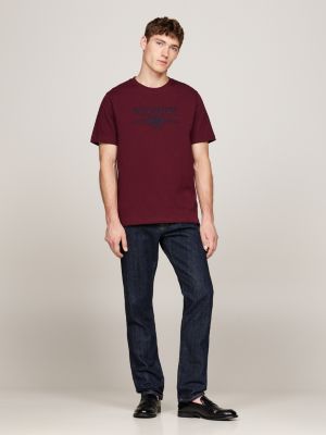 purple crest logo embroidery t-shirt for men tommy hilfiger
