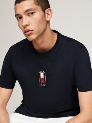 blue vertical flag embroidery t-shirt for men tommy hilfiger