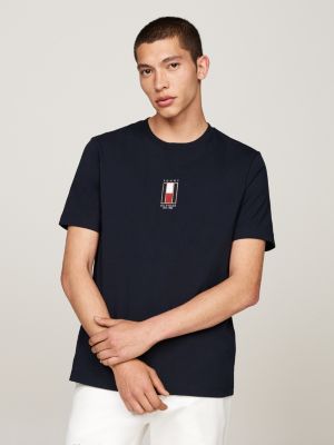 blue vertical flag embroidery t-shirt for men tommy hilfiger