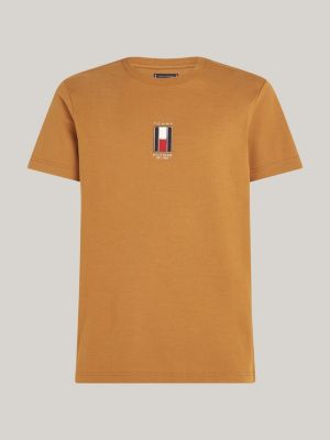 brown vertical flag embroidery t-shirt for men tommy hilfiger