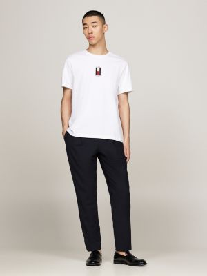 white vertical flag embroidery t-shirt for men tommy hilfiger