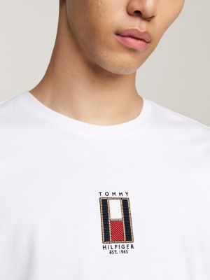 white vertical flag embroidery t-shirt for men tommy hilfiger