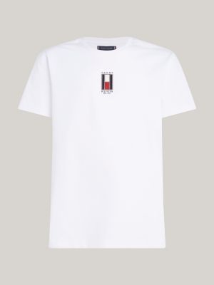 white vertical flag embroidery t-shirt for men tommy hilfiger