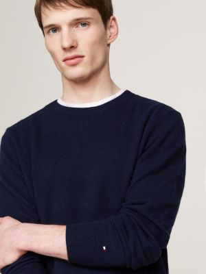 blue smart casual cashmere jumper for men tommy hilfiger