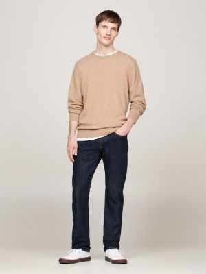 brown smart casual cashmere jumper for men tommy hilfiger