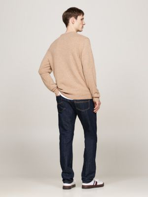 brown smart casual cashmere jumper for men tommy hilfiger