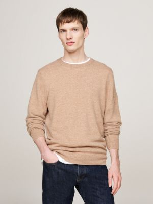 brown smart casual cashmere jumper for men tommy hilfiger