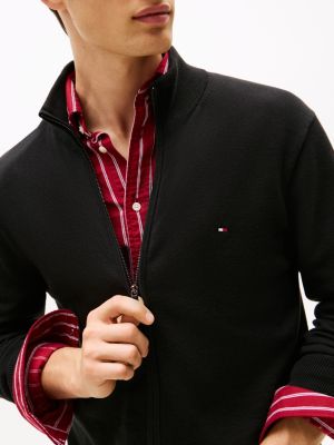 jersey de cuello perkins con cremallera negro de hombres tommy hilfiger