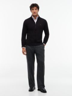 Flag Embroidery Zip-Thru Mock Neck Jumper — Black 2
