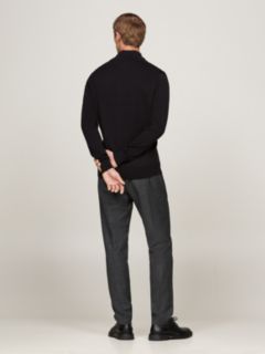 Flag Embroidery Zip-Thru Mock Neck Jumper — Black 6