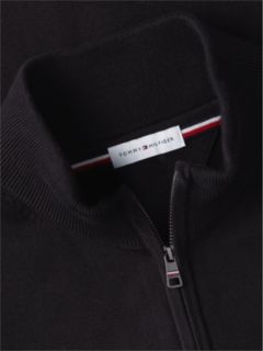 Flag Embroidery Zip-Thru Mock Neck Jumper — Black 9