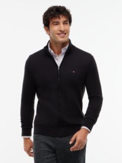 Flag Embroidery Zip-Thru Mock Neck Jumper — Black 1