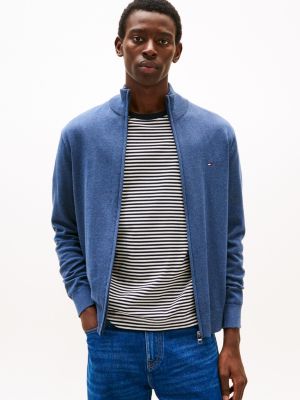 pull zippé à col cheminée blue pour hommes tommy hilfiger