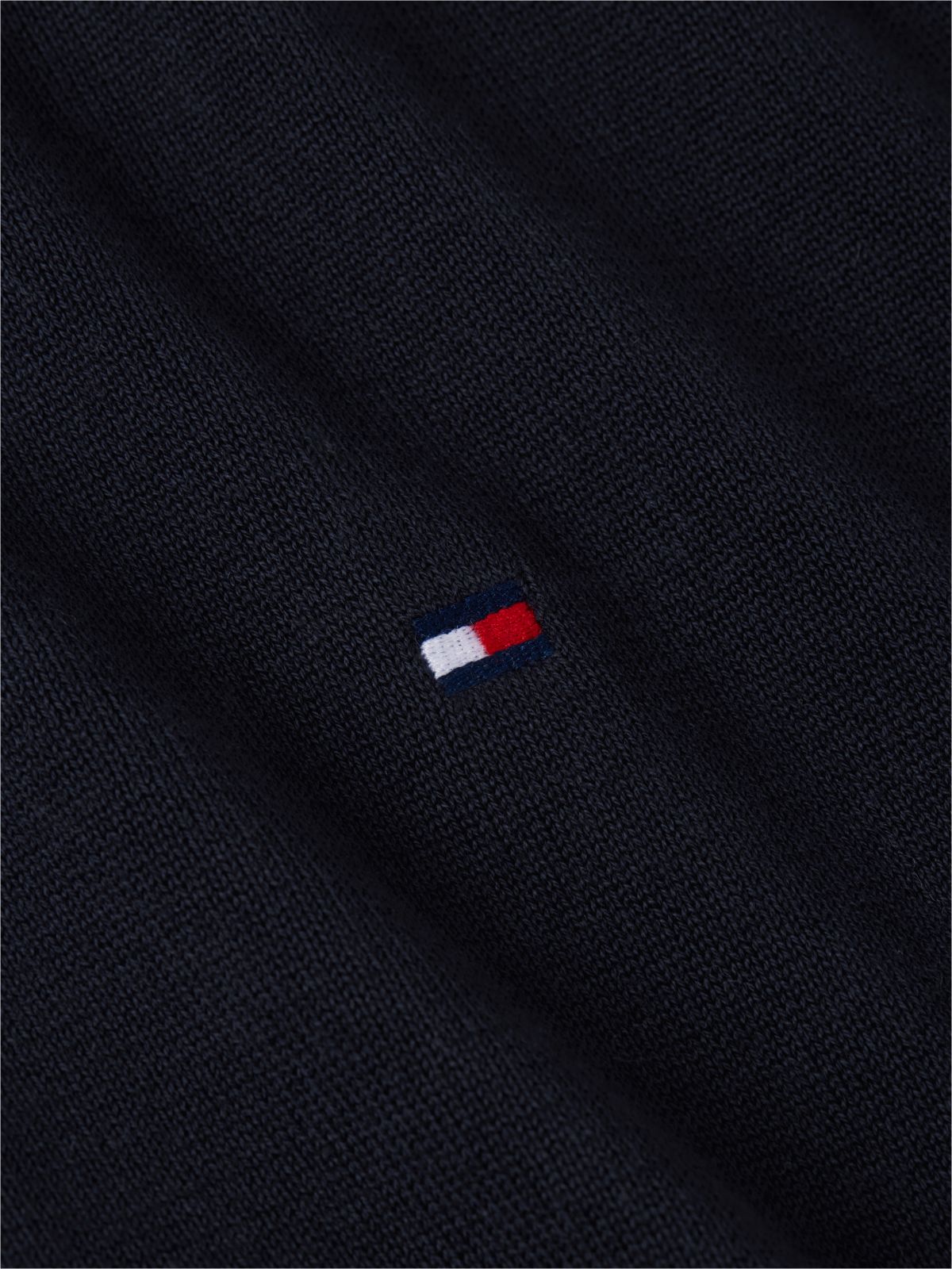 Flag Embroidery Zip-Thru Mock Neck Jumper — Blue