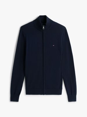 blau reißverschluss-pullover mit mock neck für herren - tommy hilfiger