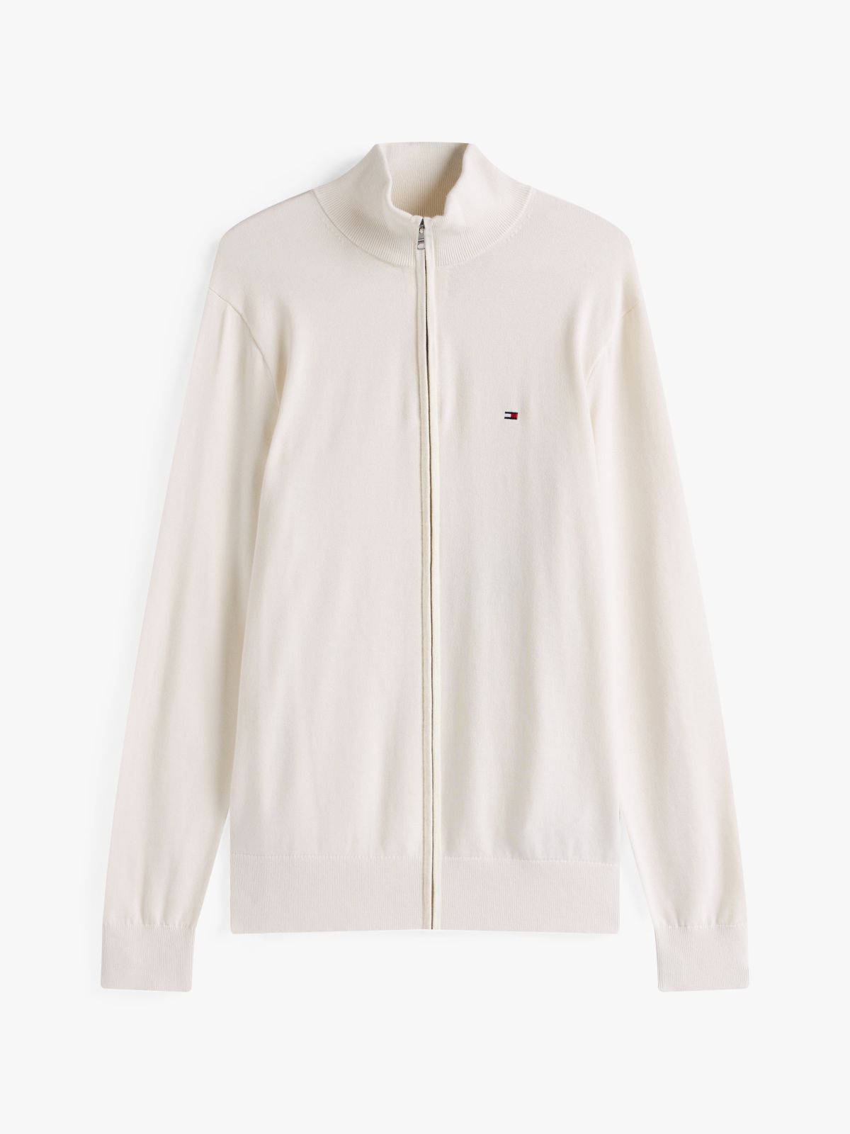 Flag Embroidery Zip-Thru Mock Neck Jumper — Yellow