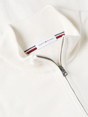 gelb reißverschluss-pullover mit flag-stickerei für herren - tommy hilfiger