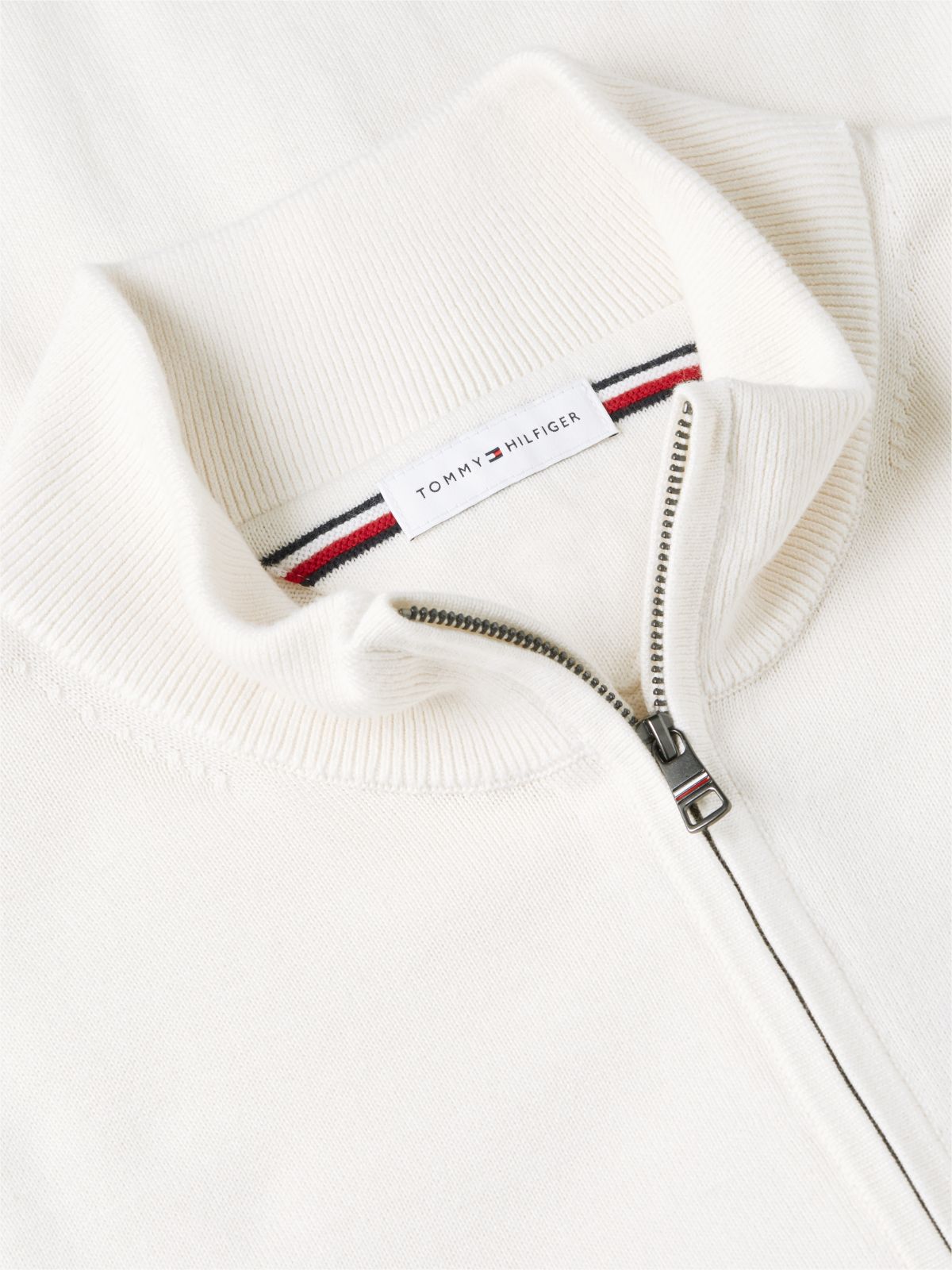 Flag Embroidery Zip-Thru Mock Neck Jumper — Yellow