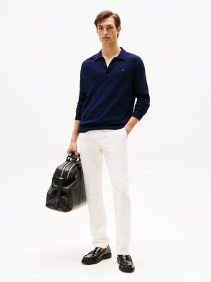 blue polo collar jumper with cashmere for men tommy hilfiger