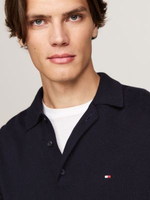 blue polo collar jumper with cashmere for men tommy hilfiger