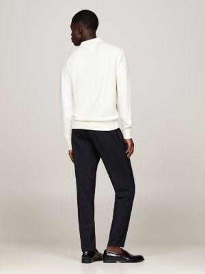 weiß polokragen-pullover mit kaschmir für herren - tommy hilfiger