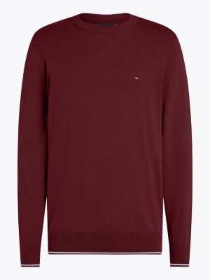 pullover con bordi a contrasto e seta viola da uomini tommy hilfiger