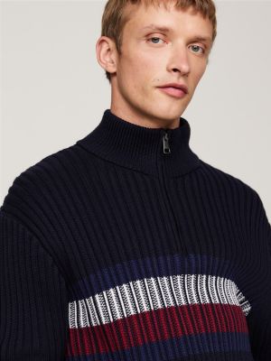 blau relaxed fit pullover mit global-streifen für herren - tommy hilfiger