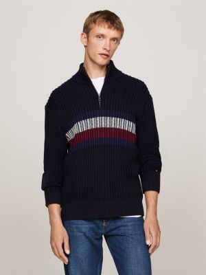 blue relaxed fit pullover mit global-streifen für herren - tommy hilfiger