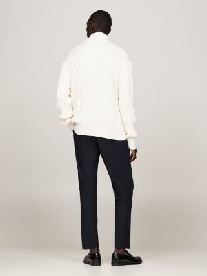 sweat décontracté global stripe zippé blanc pour hommes tommy hilfiger