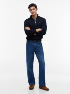 Cable Knit Quarter-Zip Jumper — Blue 2